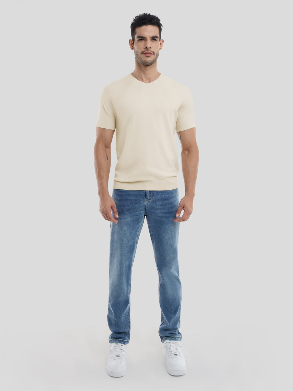 GentleKnit Short Sleeve V-neck Knitted T-Shirt